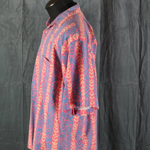 Vintage Button Down shirt - Neon Stripe Tribal Pattern - Men's Extra-Large - Picture 6 of 10